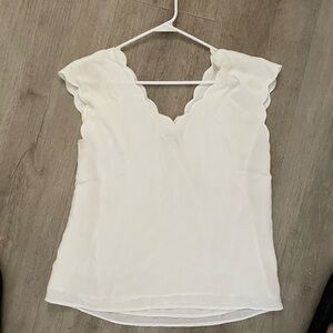 Express Ivory Scalloped Blouse